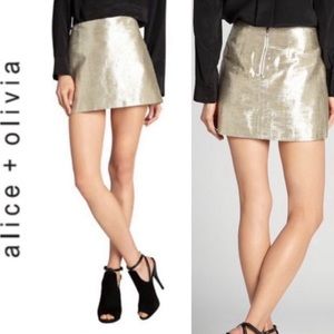 Alice and Olivia Gold Mini Skirt